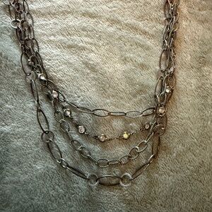 Silpada Silver Layered Necklace with Crystal Accents